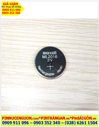 Maxell ML2016, Pin sạc 3v lithium Maxell ML2016 chính hãng, Xuất xứ Nhật